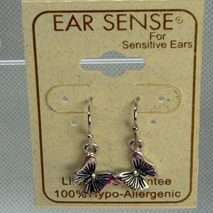 3For$20 Ear Sense Silver Butterfly Dangle Earrings